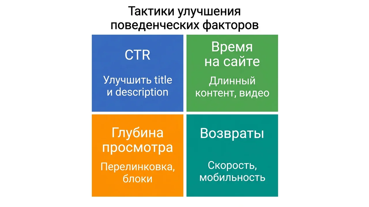 Тактики улучшения поведенческих факторов: матрица 2×2