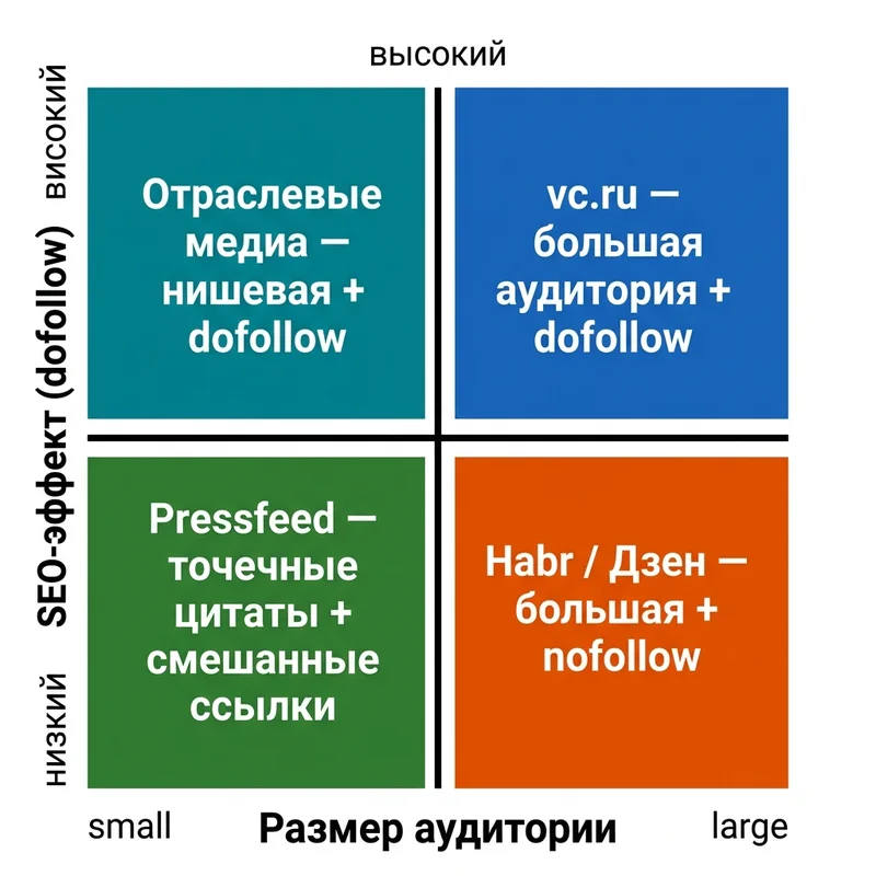 Матрица площадок СМИ — размер аудитории и SEO-эффект dofollow