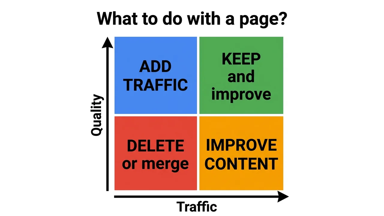 Content audit matrix: traffic vs quality