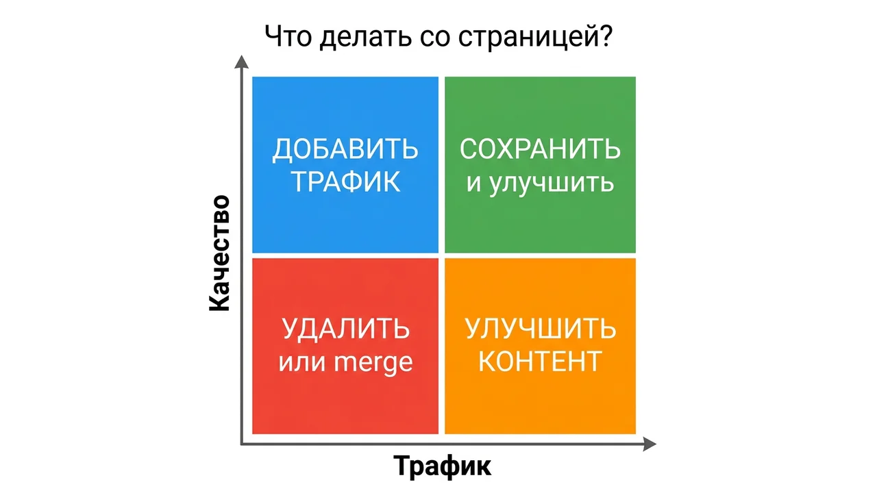 Матрица контент-аудита: трафик vs качество