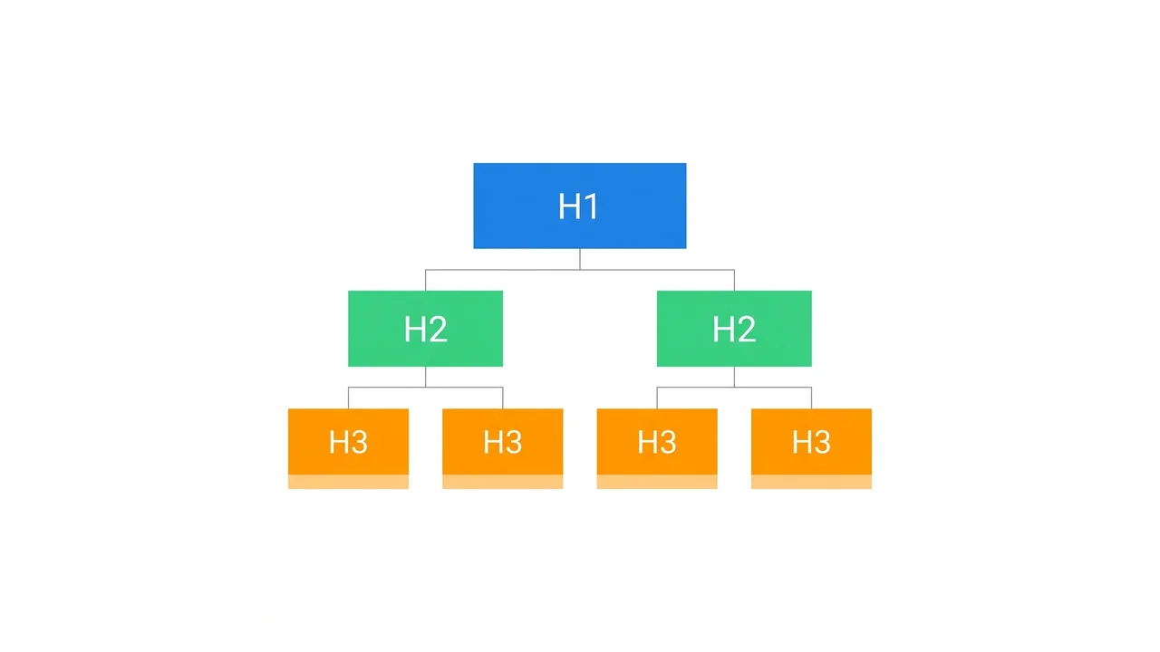 Схема: иерархия заголовков H1 → H2 → H3 в виде дерева