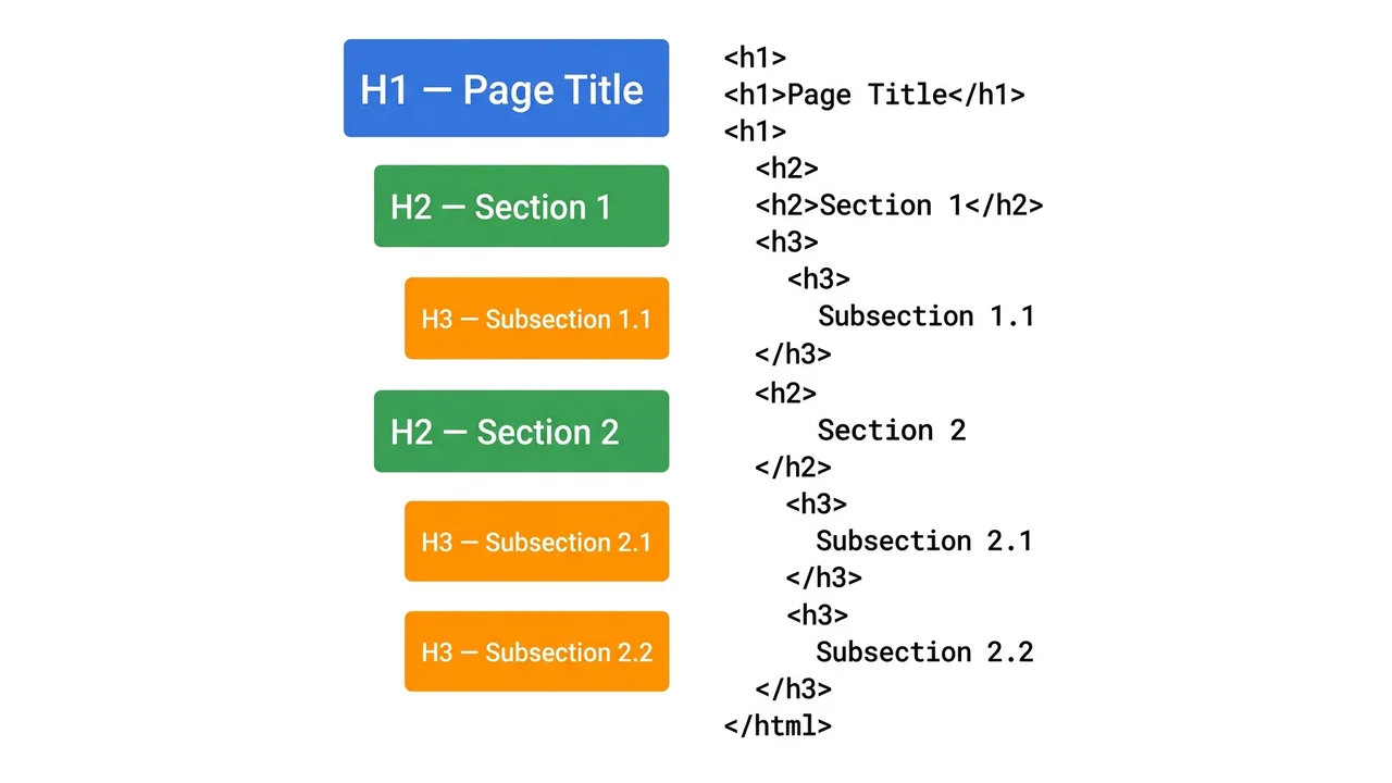 H1-H3 heading hierarchy: visual page structure
