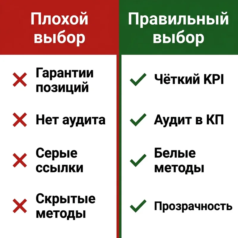 Сравнение хорошего и плохого выбора SEO-агентства