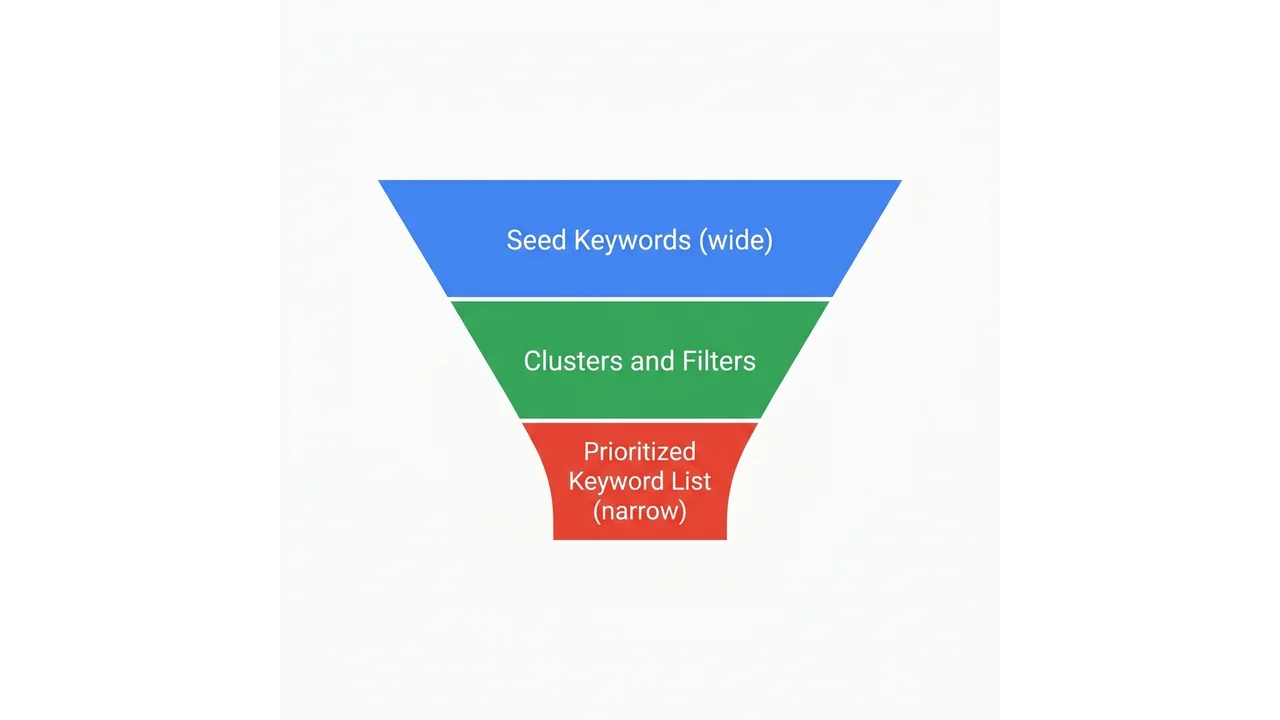 Keyword research funnel: from seed keywords to clusters