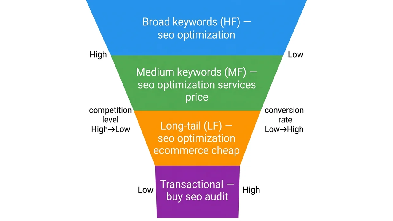 Keyword funnel: from broad to transactional