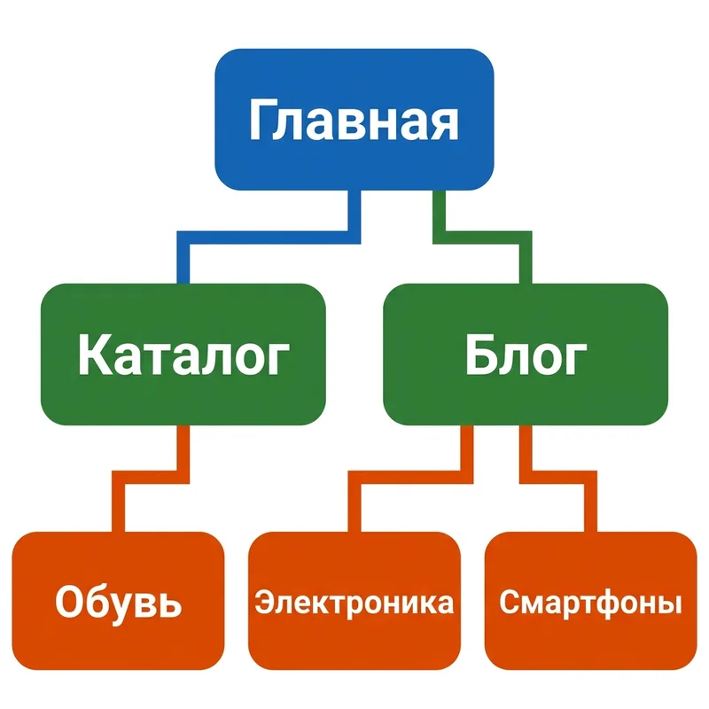 Схема иерархии хлебных крошек на сайте