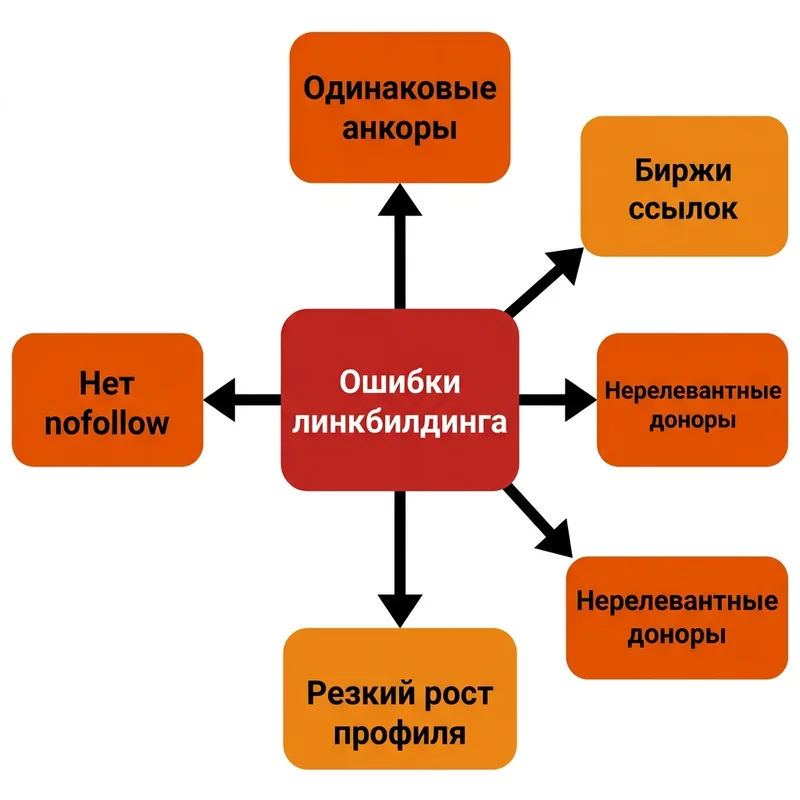 Пять типичных ошибок линкбилдинга — схема