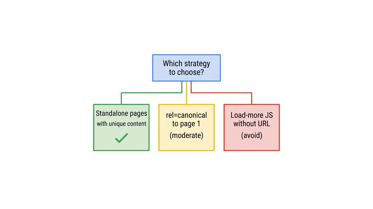 Decision tree: which pagination SEO strategy to choose — noindex, canonical or full indexing