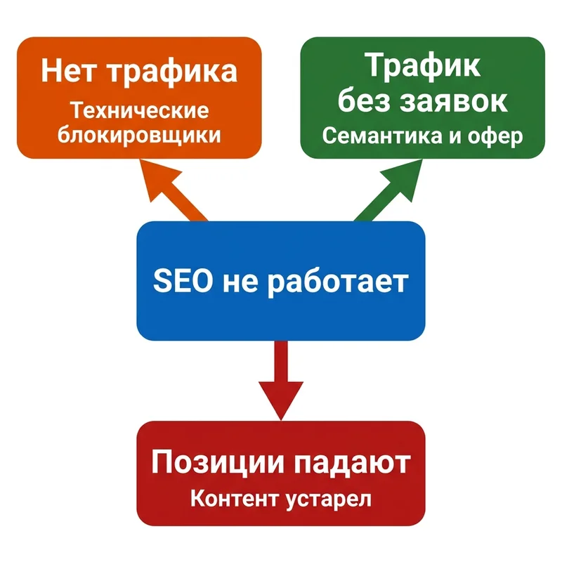 Диагностика проблем SEO по симптомам — три ветки