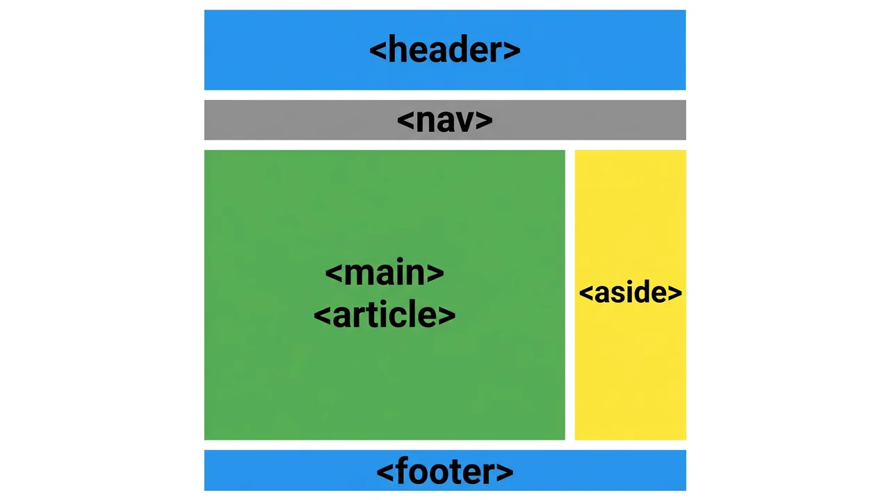 HTML5 semantic markup: page structure with semantic tags