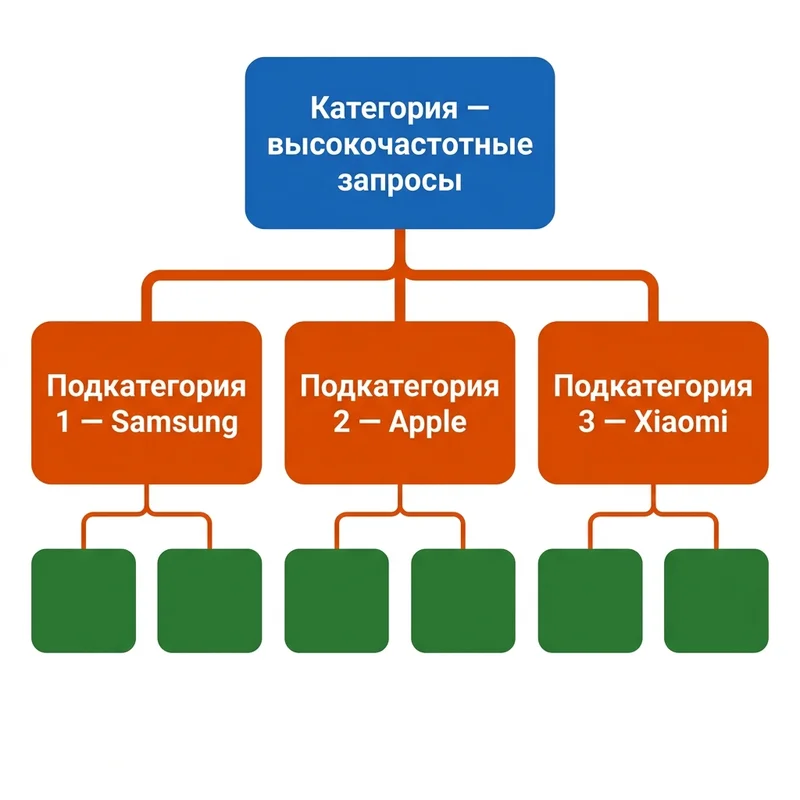 Иерархия каталога интернет-магазина — категория, подкатегории, карточки SKU