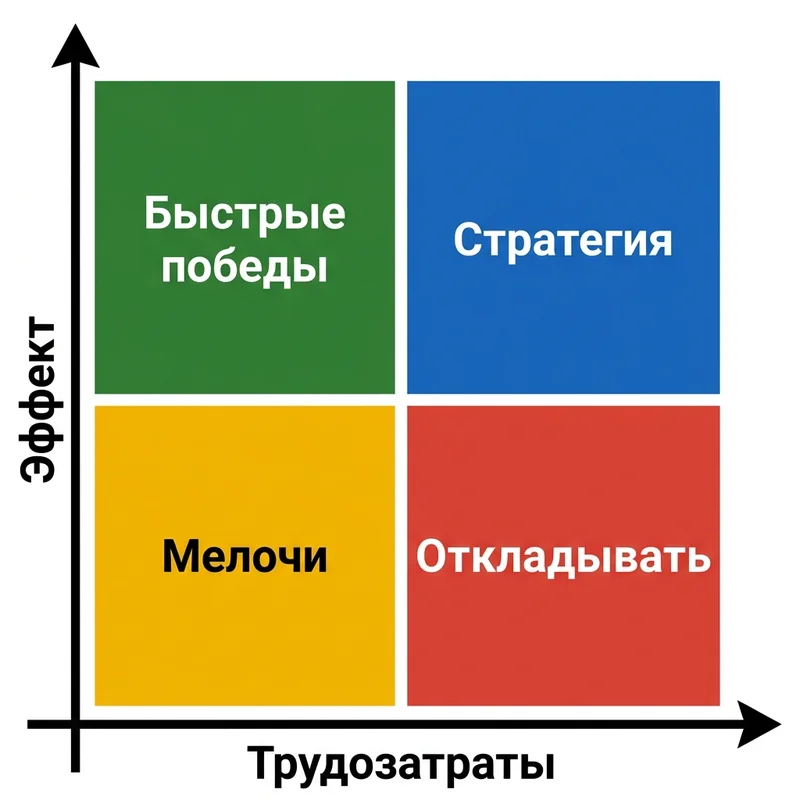 Матрица приоритизации SEO-задач: эффект против трудозатрат