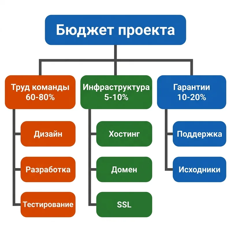 Структура бюджета на разработку сайта