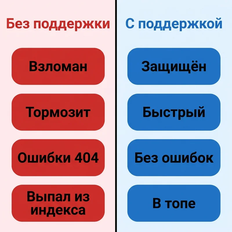 Сайт без поддержки и с поддержкой: сравнение
