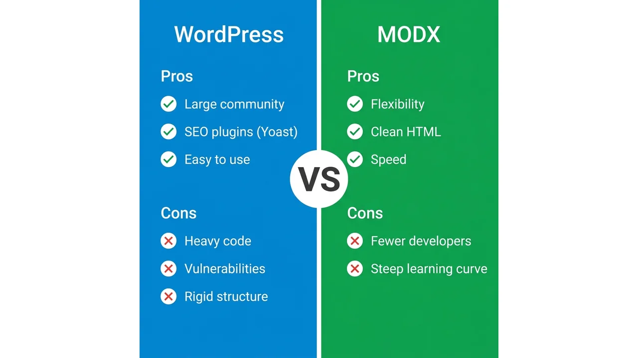 WordPress vs MODX: pros and cons for SEO