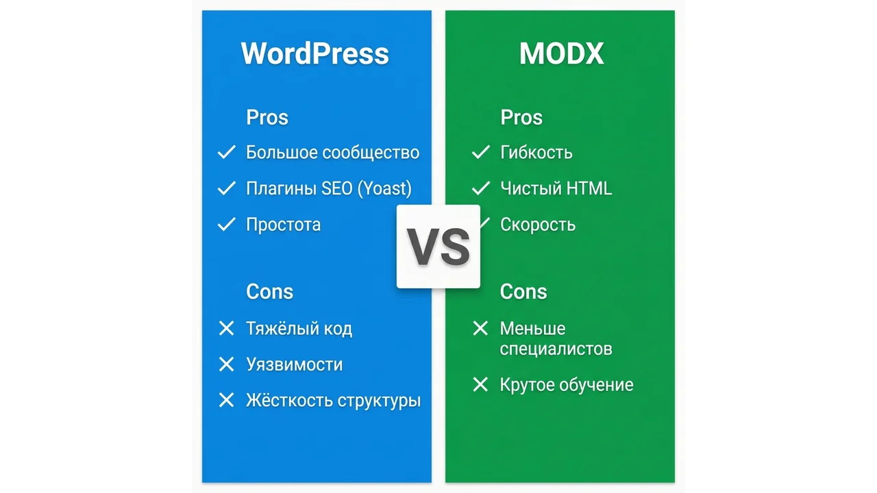 WordPress vs MODX: плюсы и минусы для SEO