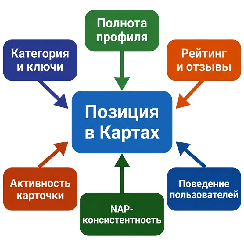 Факторы ранжирования карточки в Яндекс Картах
